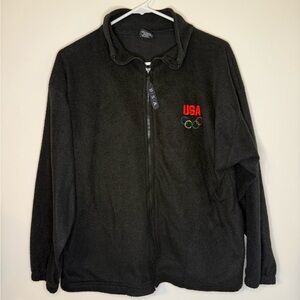 USA Olympics VINTAGE Black Medium Fleece Full Zip